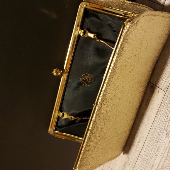Rulo Creations Gold Glitter Clutch Handbag Vintage - Picture 6 of 14